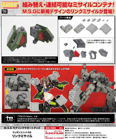 『M.S.G』モデリングサポートグッズ ウェポンユニット58 リンクミサイル